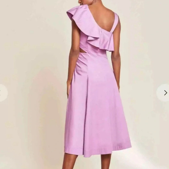 NWT Veronica Beard Beilla One-Shoulder Midi Dress Vivid Orchid - Picture 2 of 15